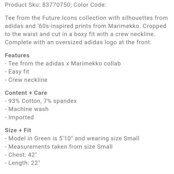 NWT Urban Outfitters Adidas X Merimekko Future Icons 3-Stripes Tee XS - Picture 12 of 12